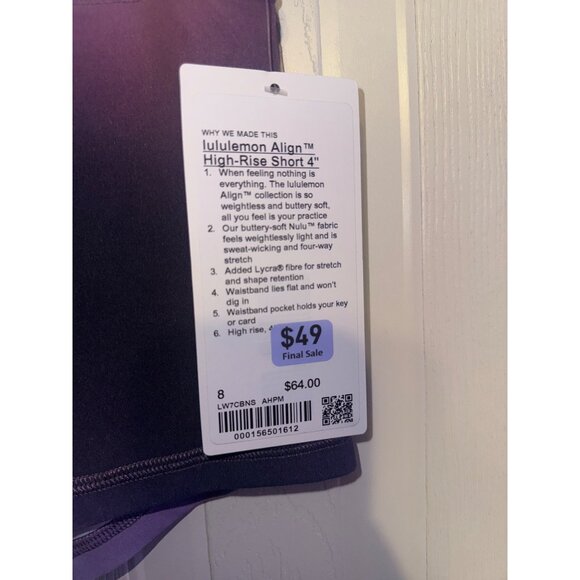 NWT lululemon Align™ High-Rise Short 4" Size 8 - Picture 4 of 9